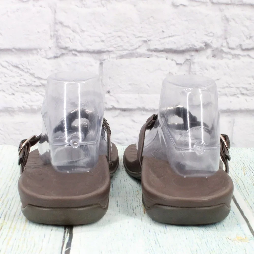 OrthaHeel Yolanda Brown Leather Flip Flop Orthotic Thong Sandals Size 11 - Picture 7 of 9